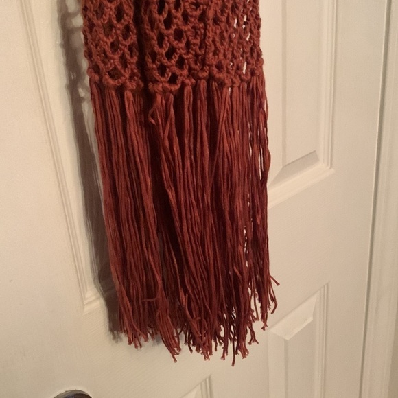 Embroidered Orange Vest with Fringe Size M #007 - Picture 4 of 5